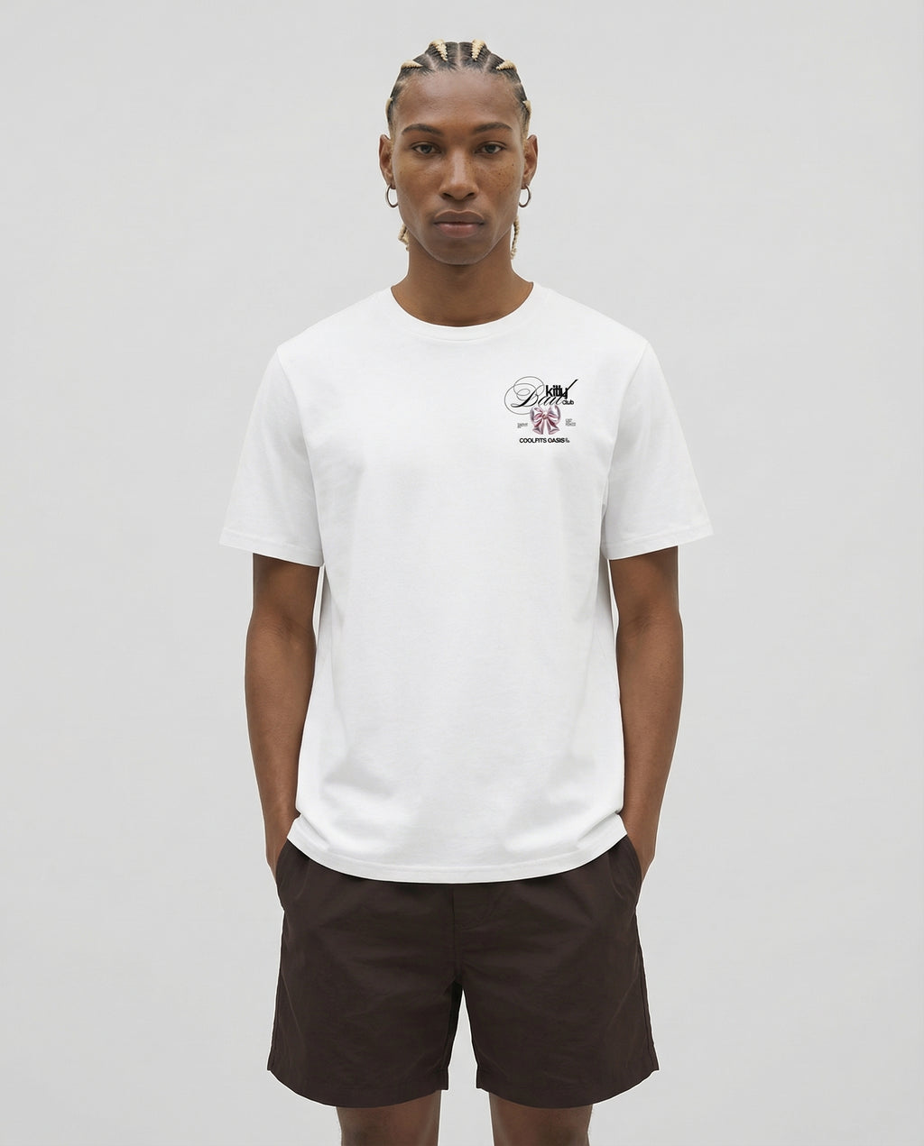 BAD KITTY CLUB - Sneaky Aesthetic Cat unisex organic cotton t-shirt - white