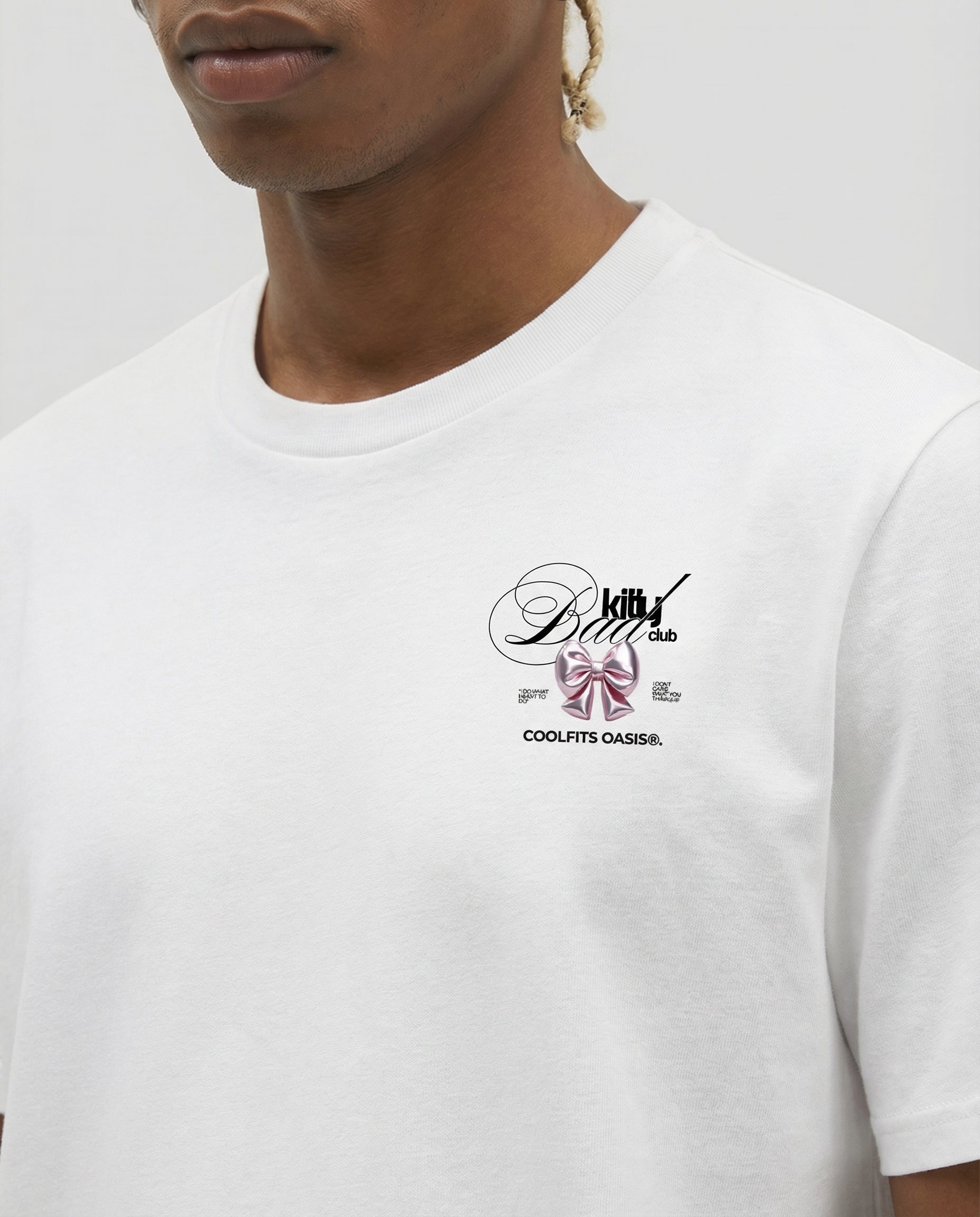BAD KITTY CLUB - Camiseta unisex de algodón orgánico - blanca