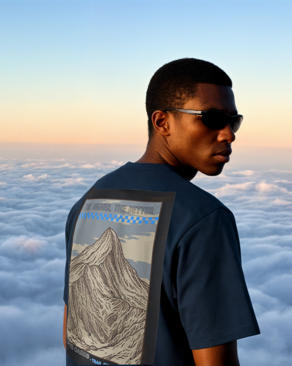 THE HIGHER THE BETTER - Unisex organic cotton t-shirt - Navy