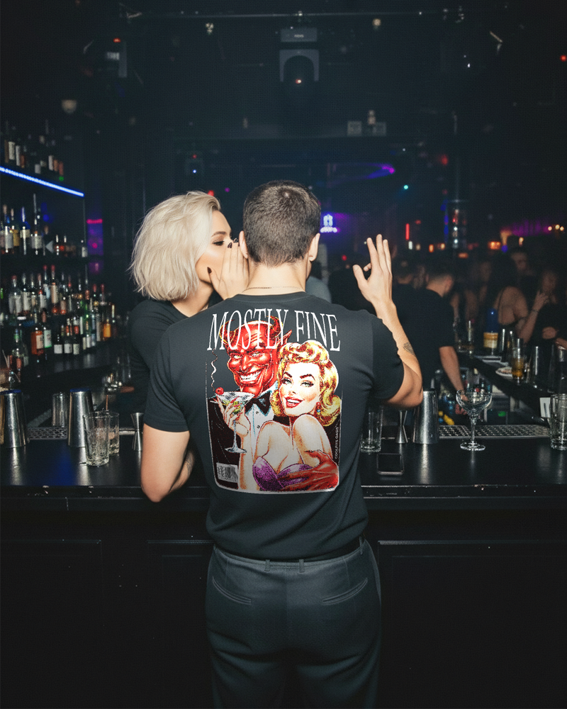 MOSTLY FINE - Unisex Classic Clubbing Tee - Black
