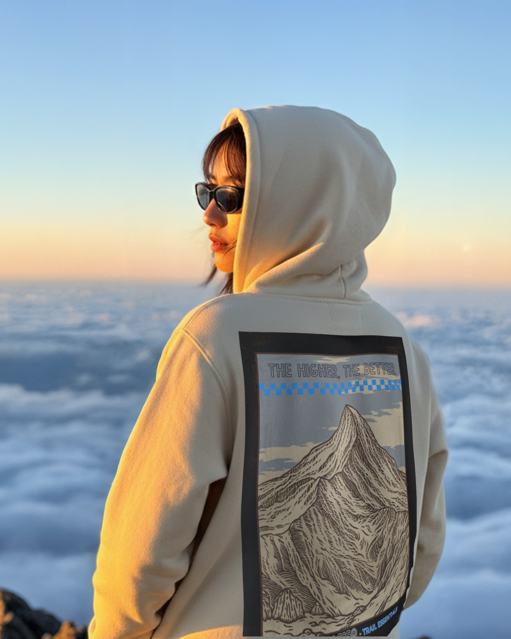 THE HIGHER THE BETTER , Unisex essential eco hoodie - dessert dust