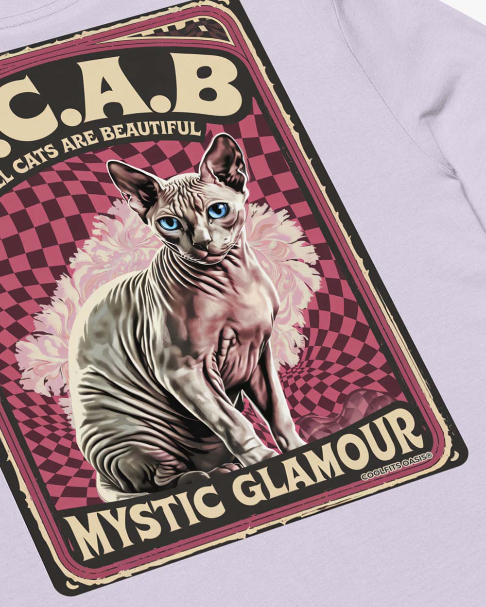 ACAB SPHYNX CAT, ALL CATS ARE BEAUTIFUL- Unisex organic cotton t-shirt - lavender