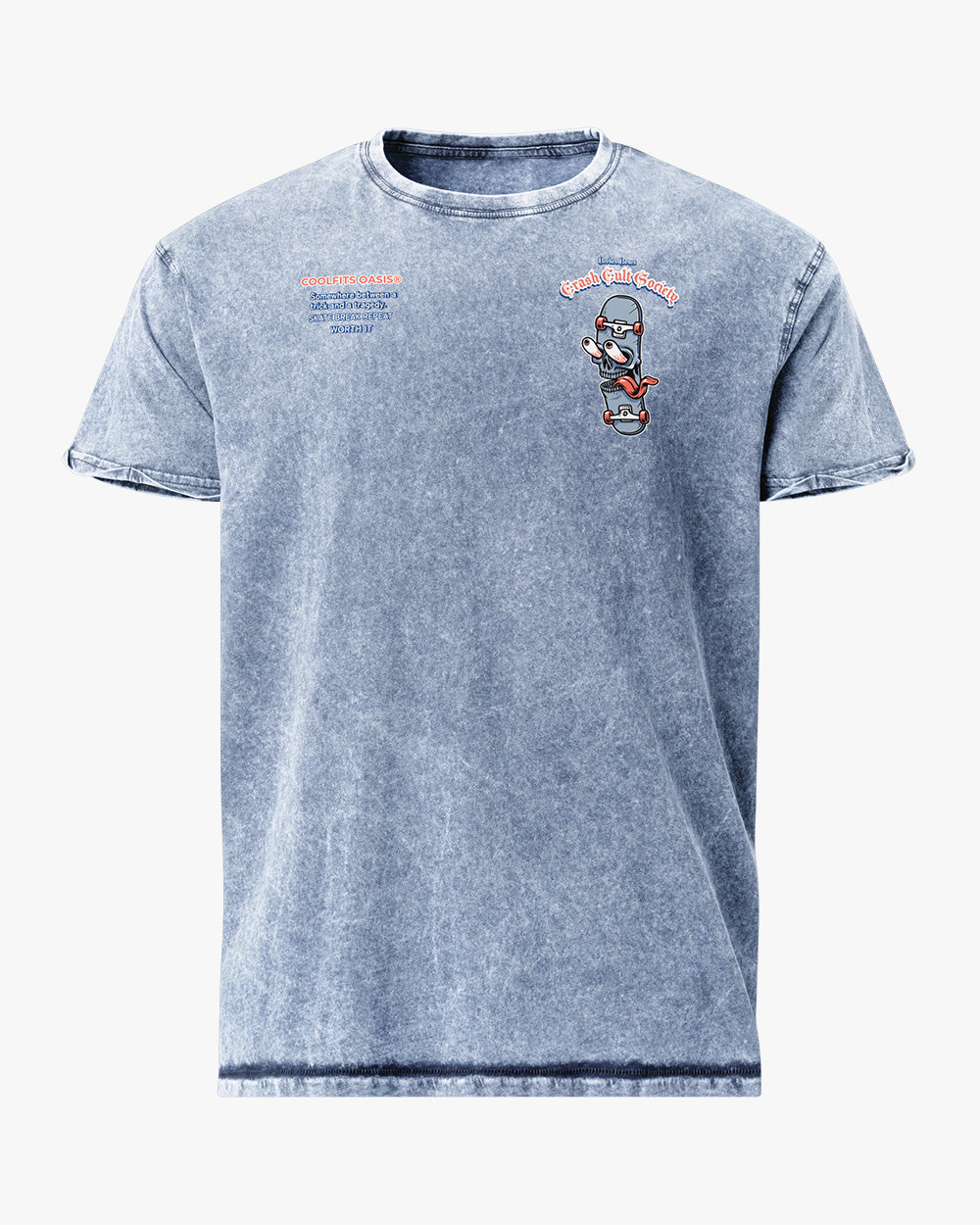 CRASH CULT SOCIETY skate tee - Vintage Streetwear for Skaters & Surfers- Denim T-Shirt - Denim blue