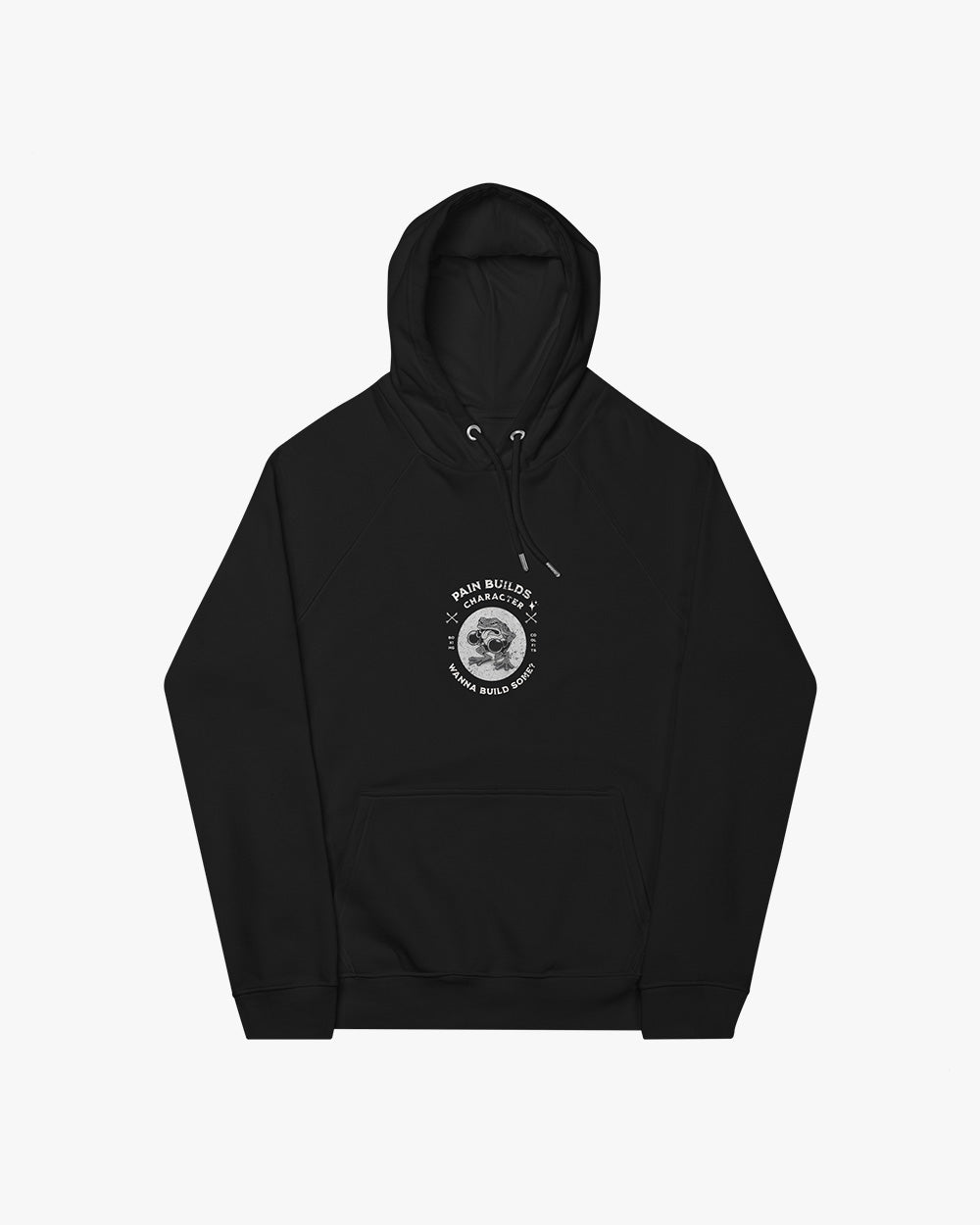 PAIN BUILDS CHARACTER - Distressed Boxing and Fighting Unisex eco hoodie- Black