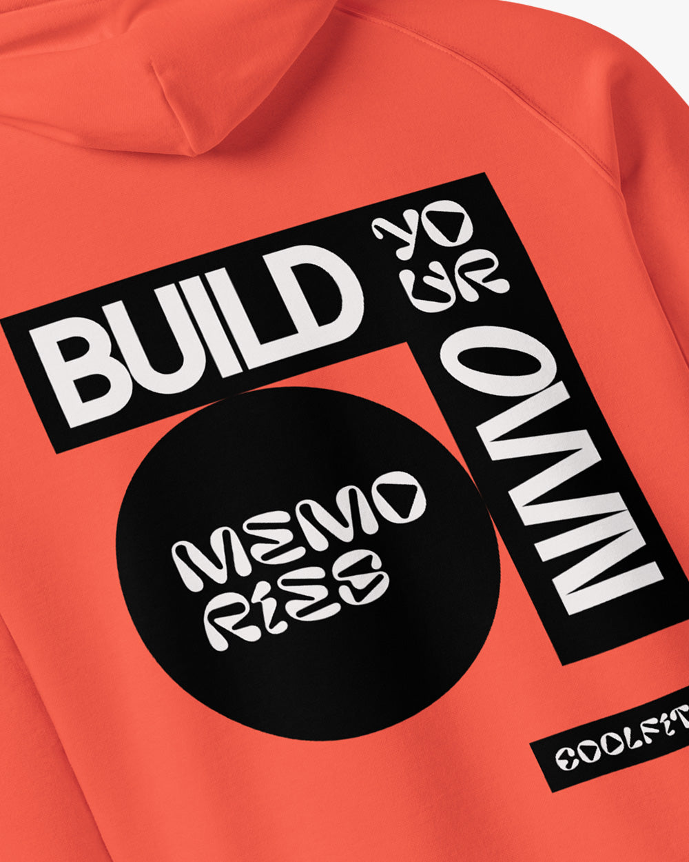 MAKE YOUR OWN MEMORIES - High Spotability Unisex eco raglan hoodie - safety orange