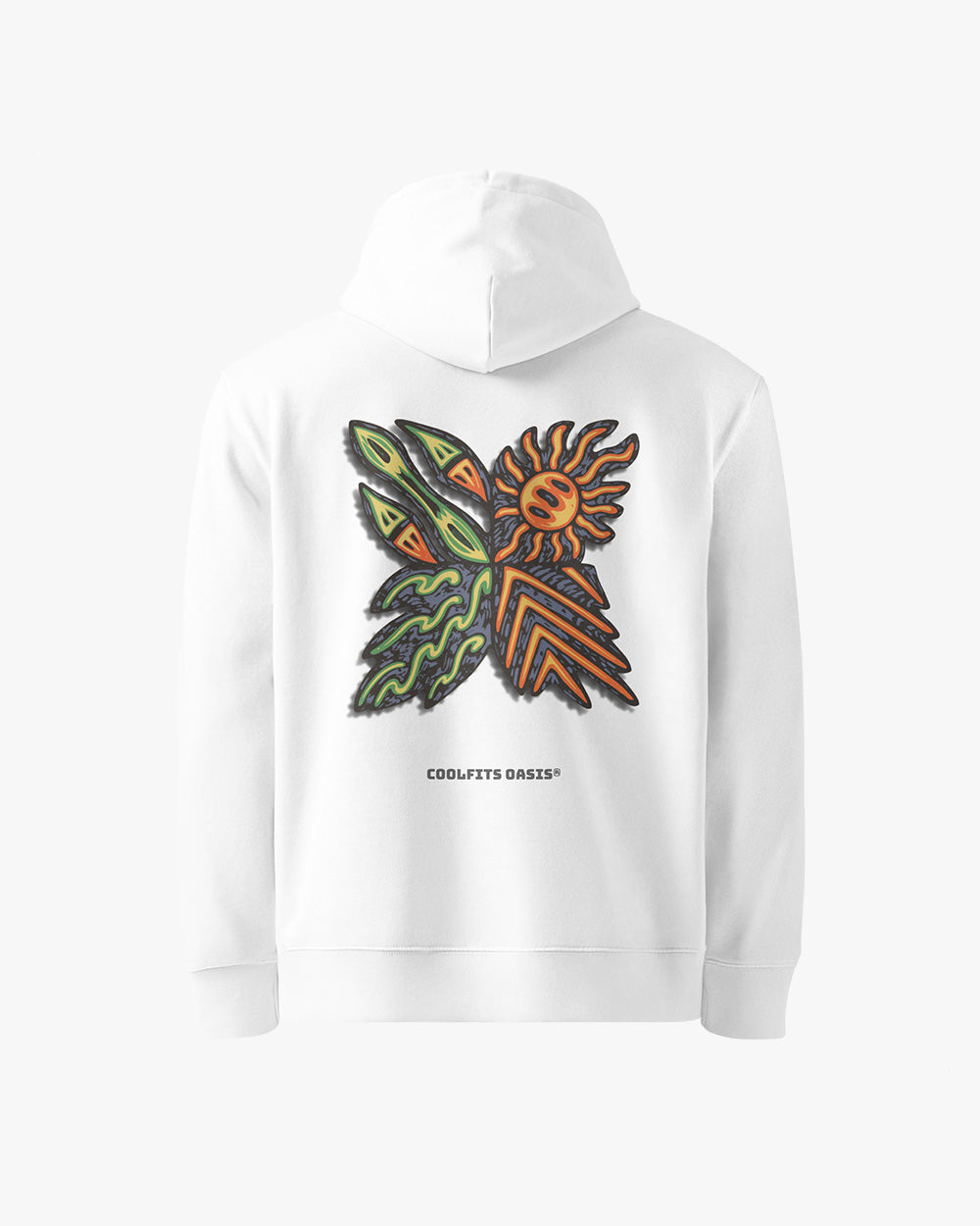 SURFER TRIBAL NATIVE - Sudadera unisex ecológica esencial - polvo del desierto, blanco