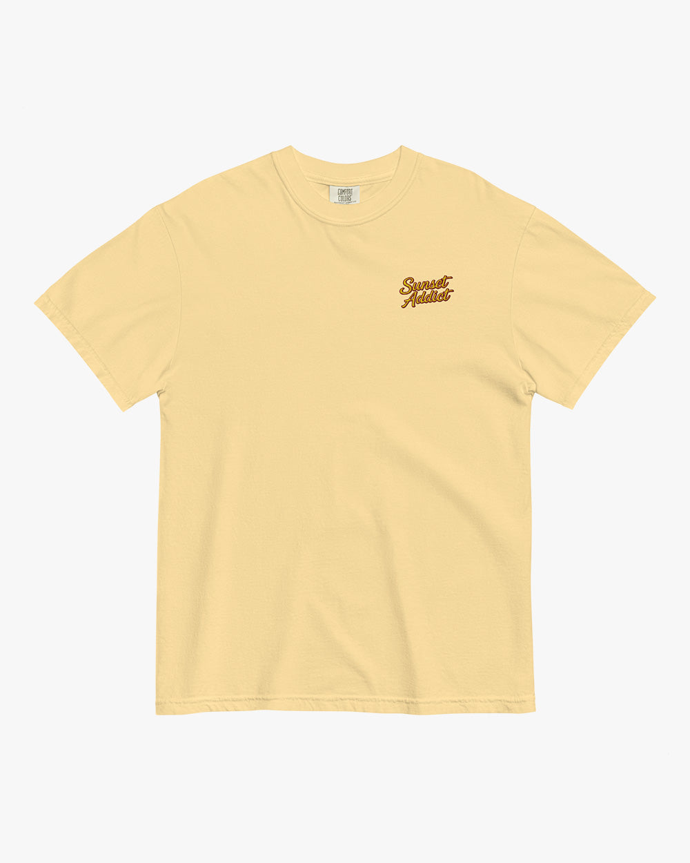 SUNSET ADDICT - Embroidered Unisex heavyweight t-shirt - Butter