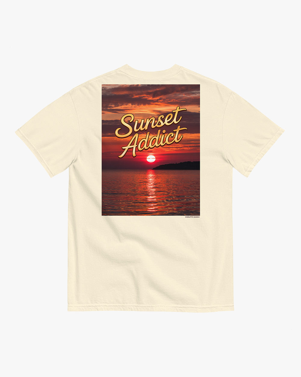 SUNSET ADDICT - Embroidered Unisex heavyweight t-shirt - Ivory