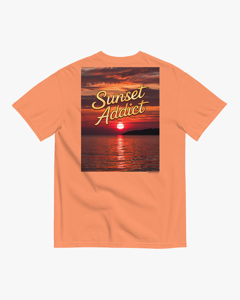 SUNSET ADDICT - Embroidered Unisex heavyweight t-shirt - Terracota
