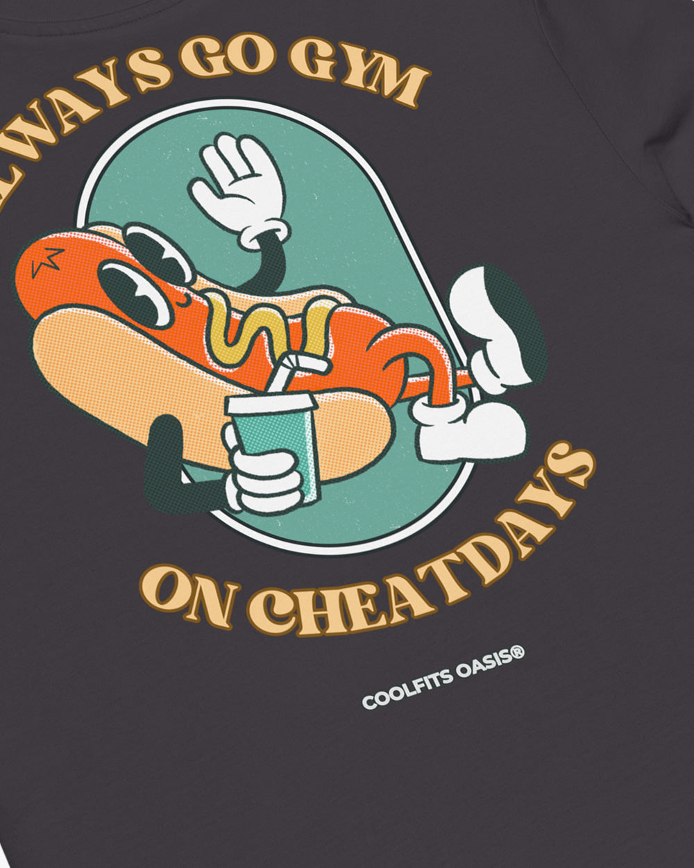 ALWAYS GO GYM ON CHEAT DAYS - HOTDOG - Unisex organic cotton t-shirt antracite