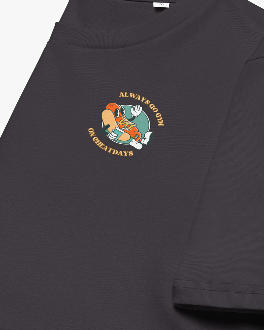 ALWAYS GO GYM ON CHEAT DAYS - HOTDOG - Unisex organic cotton t-shirt antracite