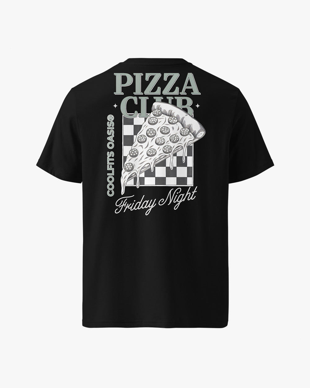FRIDAY NIGHT PIZZA CLUB - Unisex organic cotton t-shirt. black