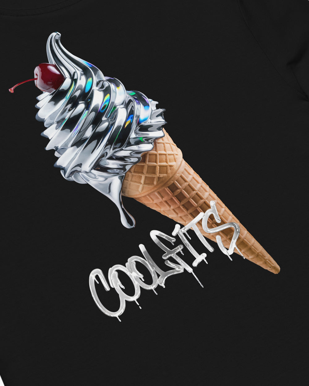 METALIC ICECREAM - Unisex organic cotton t-shirt - black