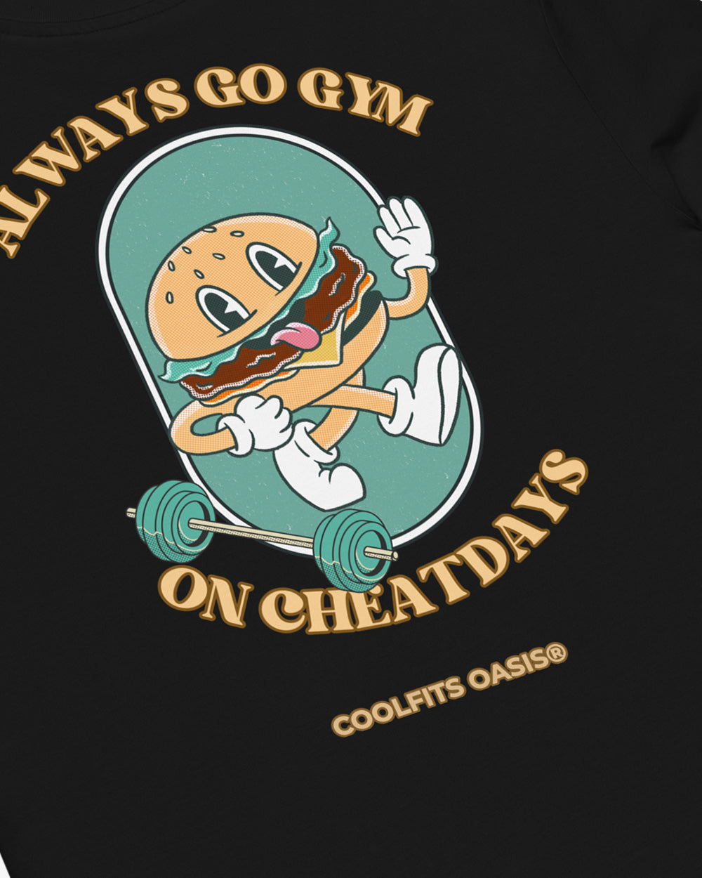 Always go gym on cheat days - BURGER - Unisex organic cotton t-shirt - black