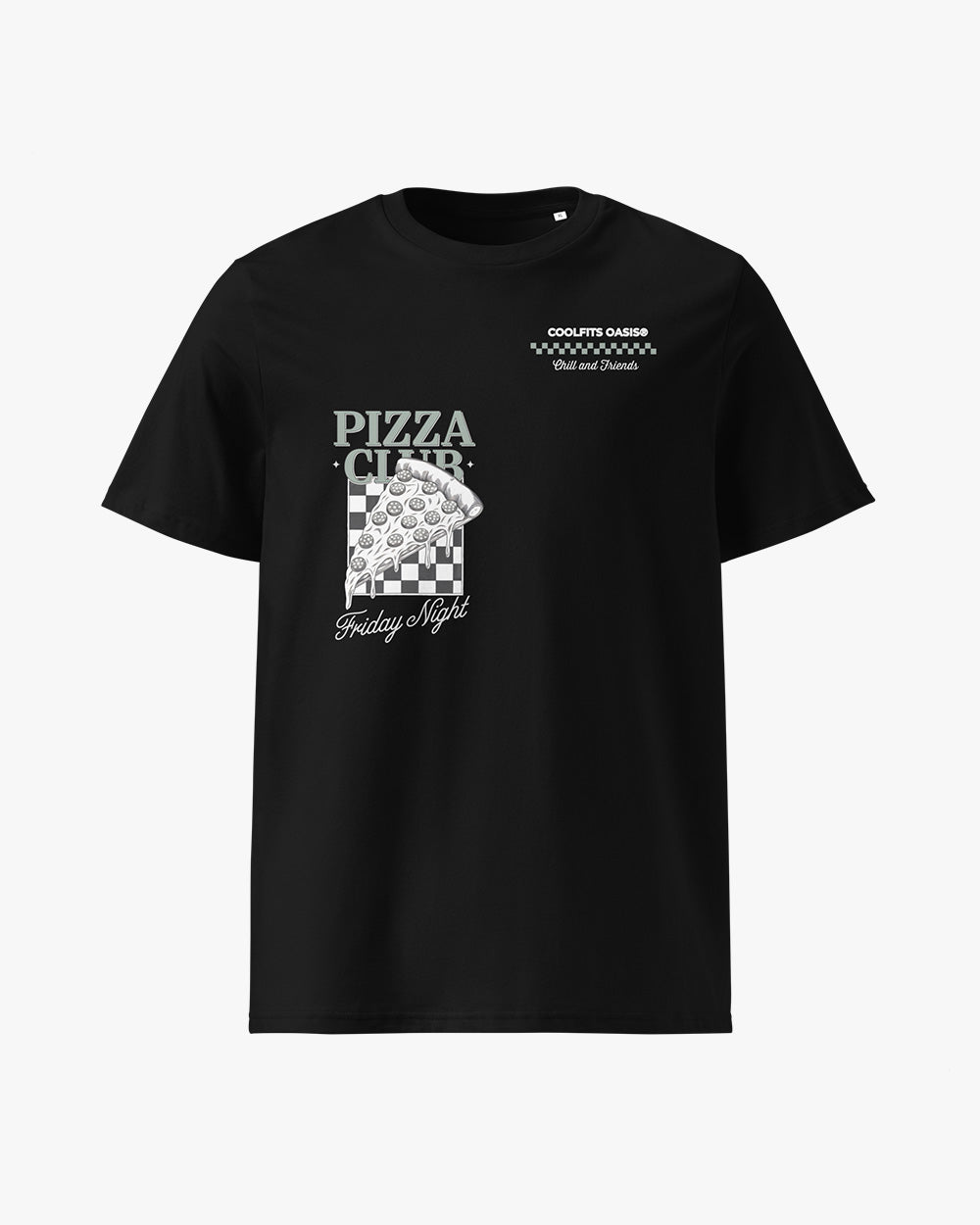 FRIDAY NIGHT PIZZA CLUB - Unisex organic cotton t-shirt. black