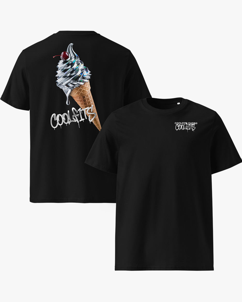 METALIC ICECREAM - Unisex organic cotton t-shirt - black