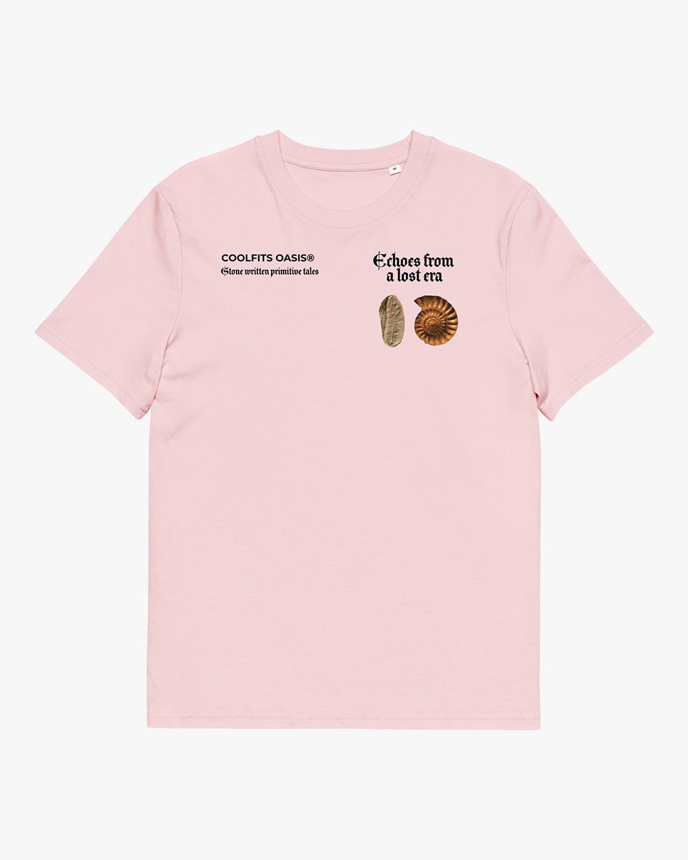 ECHOES FROM A LOST ERA - Unisex organic cotton t-shirt. white, cotton pink