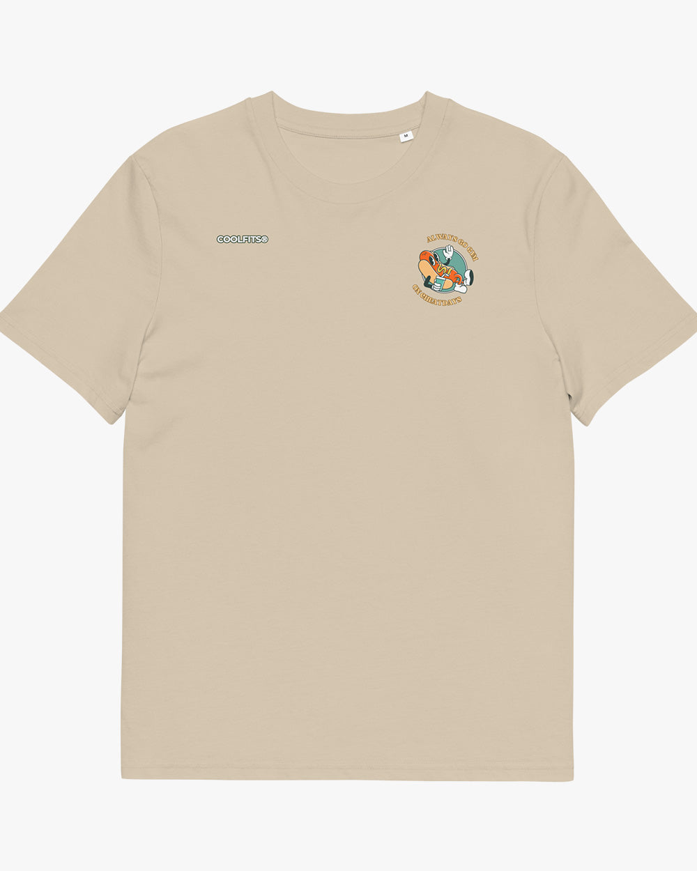 ALWAYS GO GYM ON CHEAT DAYS - HOTDOG - Unisex organic cotton t-shirt - desert dust