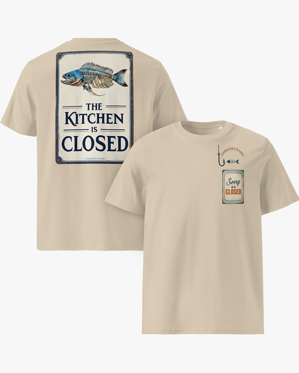 THE KITCHEN IS CLOSED - Fisher Unisex organic cotton t-shirt , desert dust