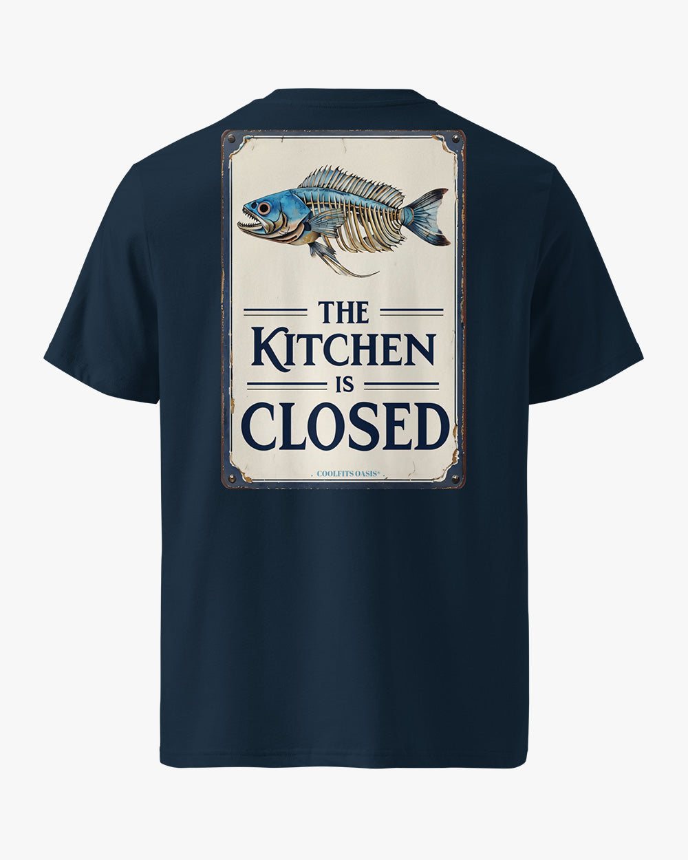 THE KITCHEN IS CLOSED - Fisher Unisex organic cotton t-shirt , navy