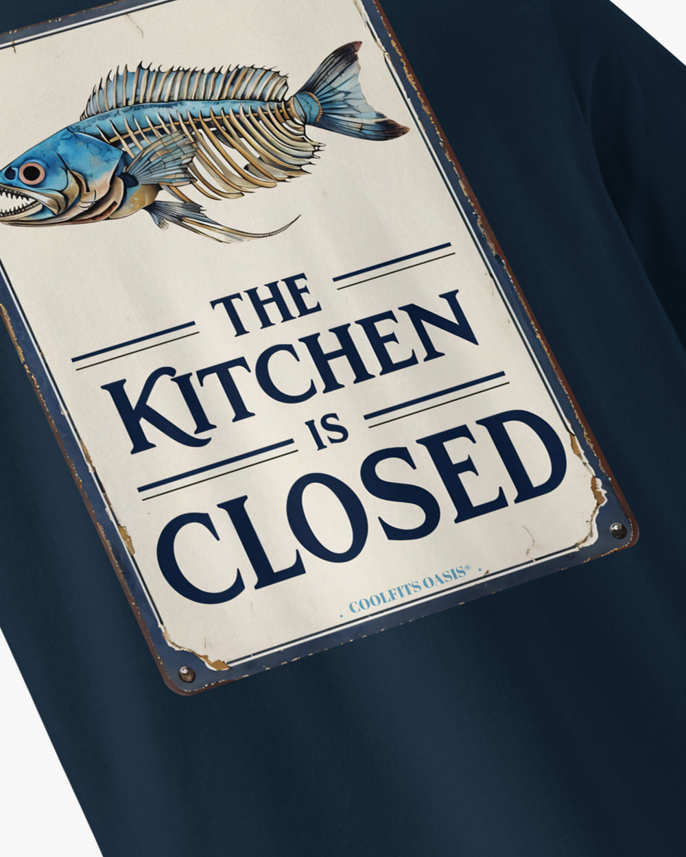 THE KITCHEN IS CLOSED - Fisher Unisex organic cotton t-shirt , navy