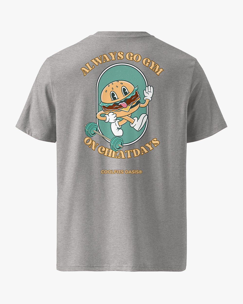Always go gym on cheat days - BURGER - Unisex organic cotton t-shirt - sports grey