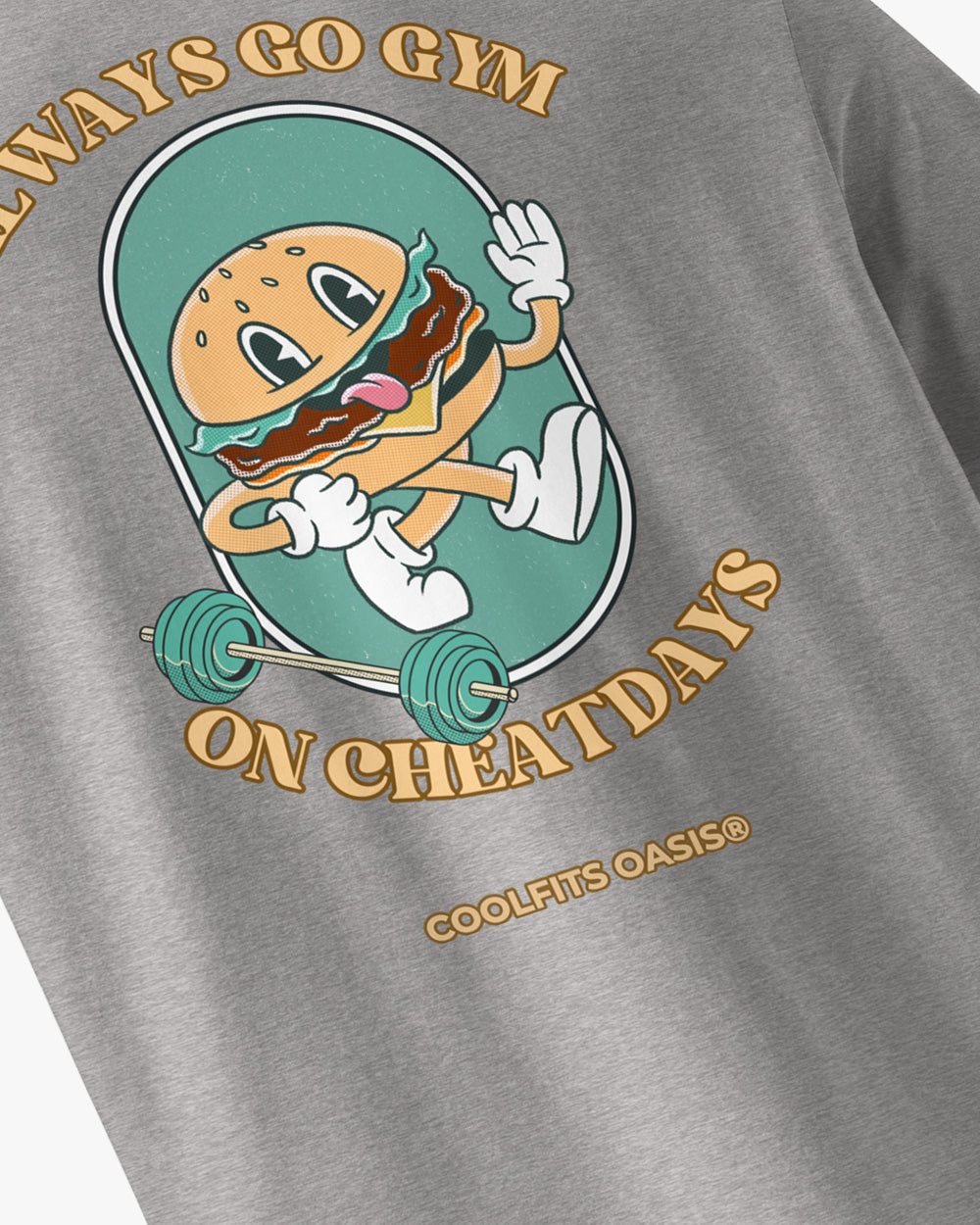 Always go gym on cheat days - BURGER - Unisex organic cotton t-shirt - sports grey