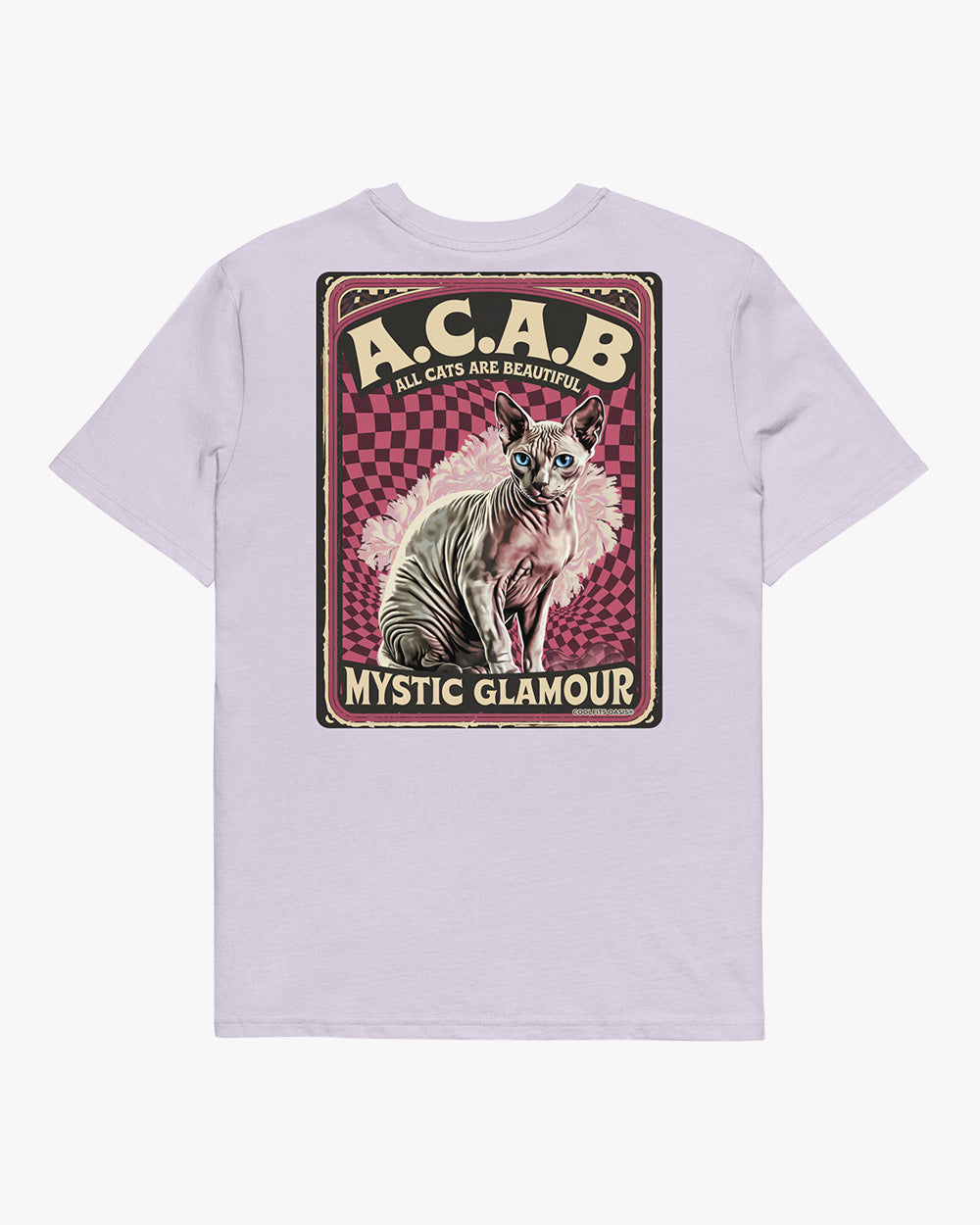 ACAB SPHYNX CAT, ALL CATS ARE BEAUTIFUL- Unisex organic cotton t-shirt - lavender
