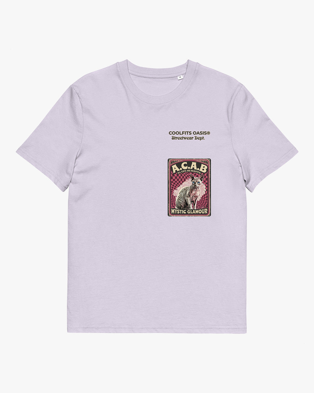 ACAB SPHYNX CAT, ALL CATS ARE BEAUTIFUL- Unisex organic cotton t-shirt - lavender