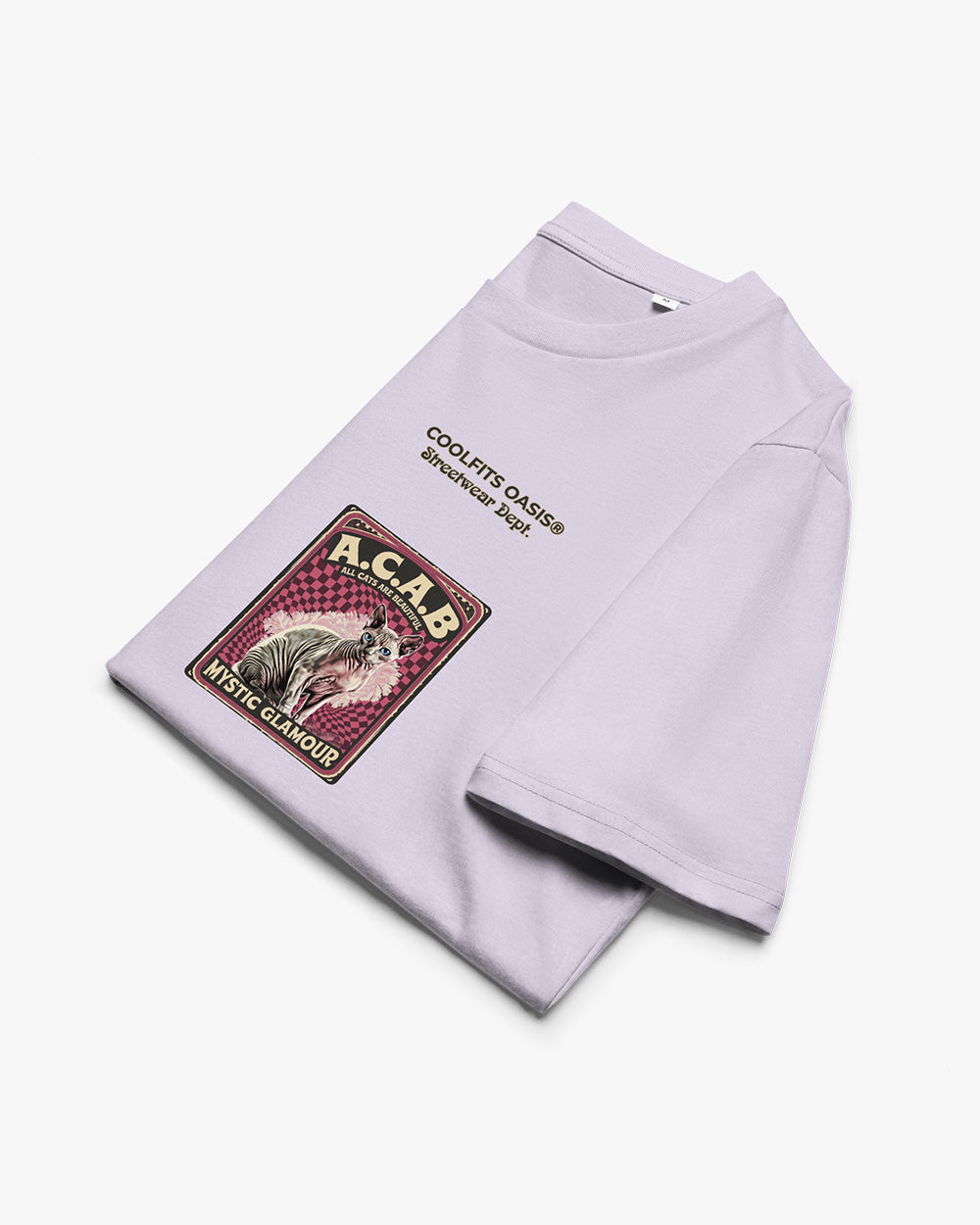 ACAB SPHYNX CAT, ALL CATS ARE BEAUTIFUL- Unisex organic cotton t-shirt - lavender