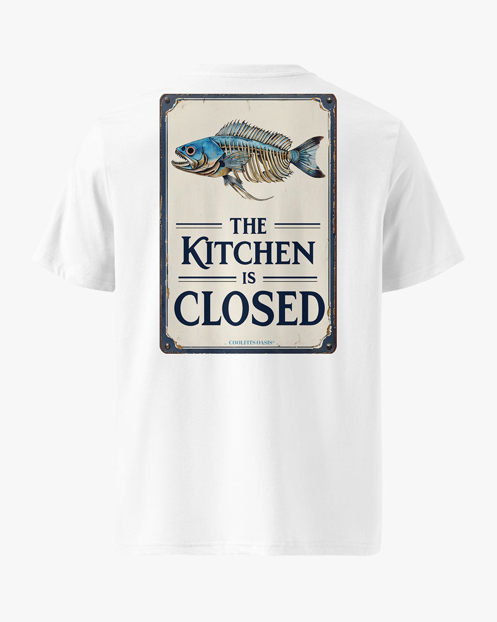 THE KITCHEN IS CLOSED - Fisher Unisex organic cotton t-shirt - white