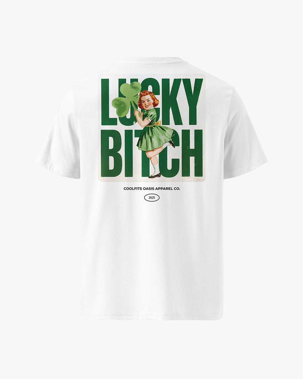 LUCKY BITCH -ST Patricks Unisex organic cotton t-shirt -white