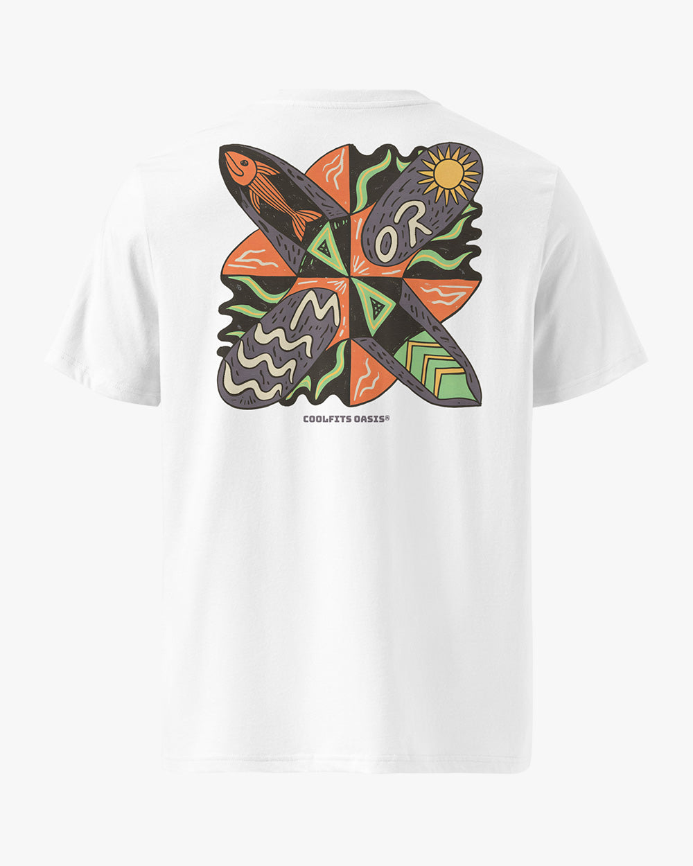 SURFER TRIBAL NATIVE - Unisex organic cotton t-shirt - white