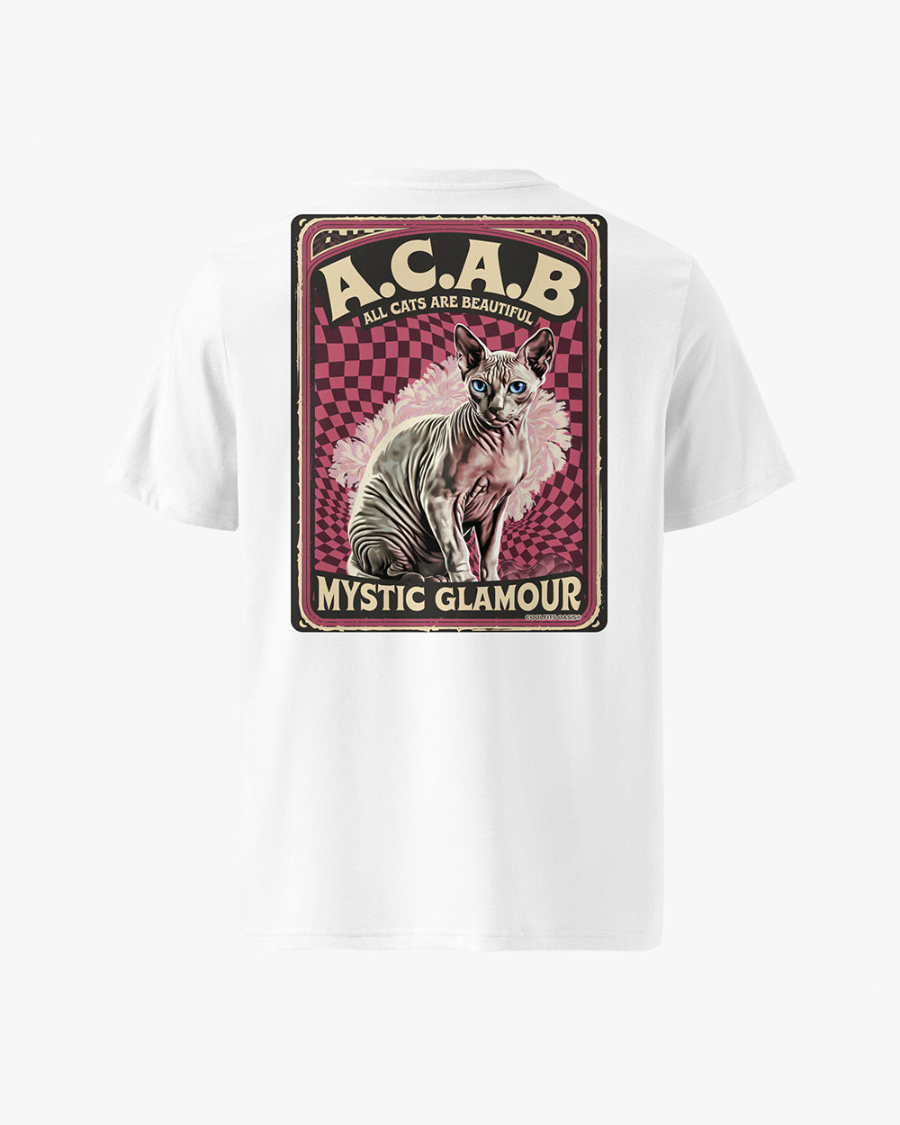 ACAB SPHYNX CAT, ALL CATS ARE BEAUTIFUL- Unisex organic cotton t-shirt - white