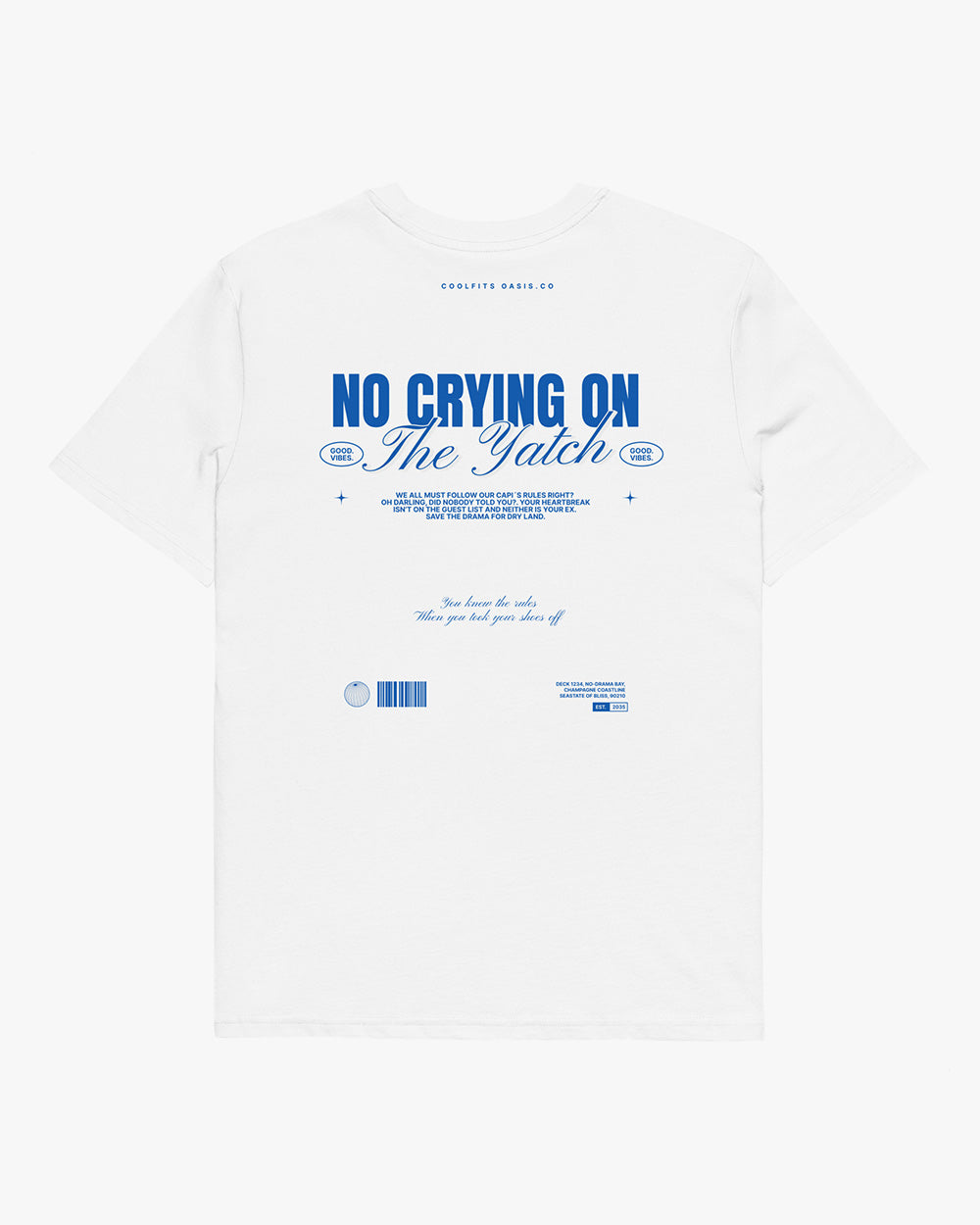 NO CRYING ON THE YATCH - Unisex organic cotton t-shirt - white