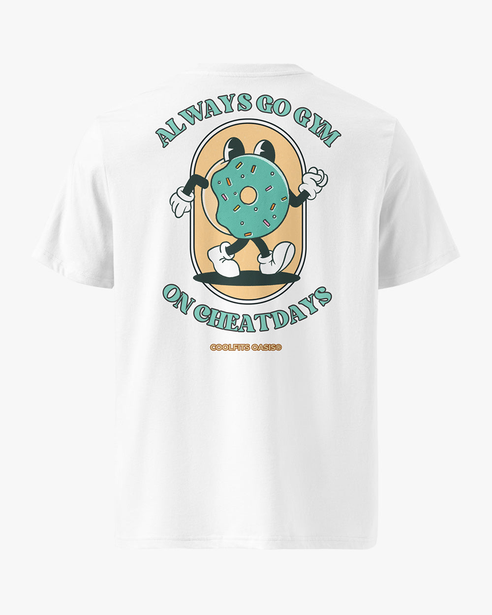 Always go gym on cheat days - DOUGHNUT - Unisex organic cotton t-shirt - White