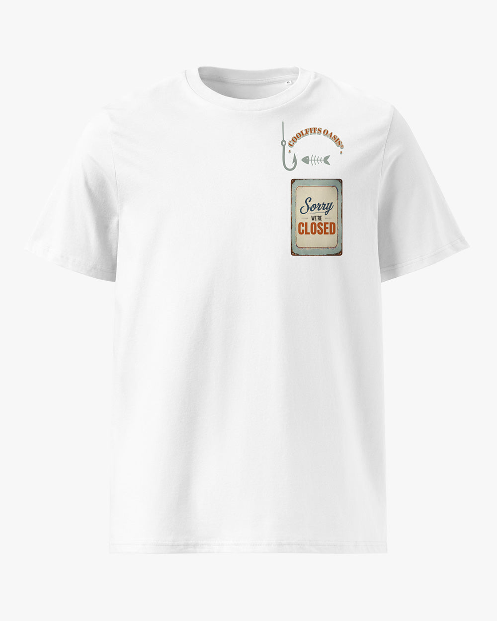 THE KITCHEN IS CLOSED - Fisher Unisex organic cotton t-shirt - white