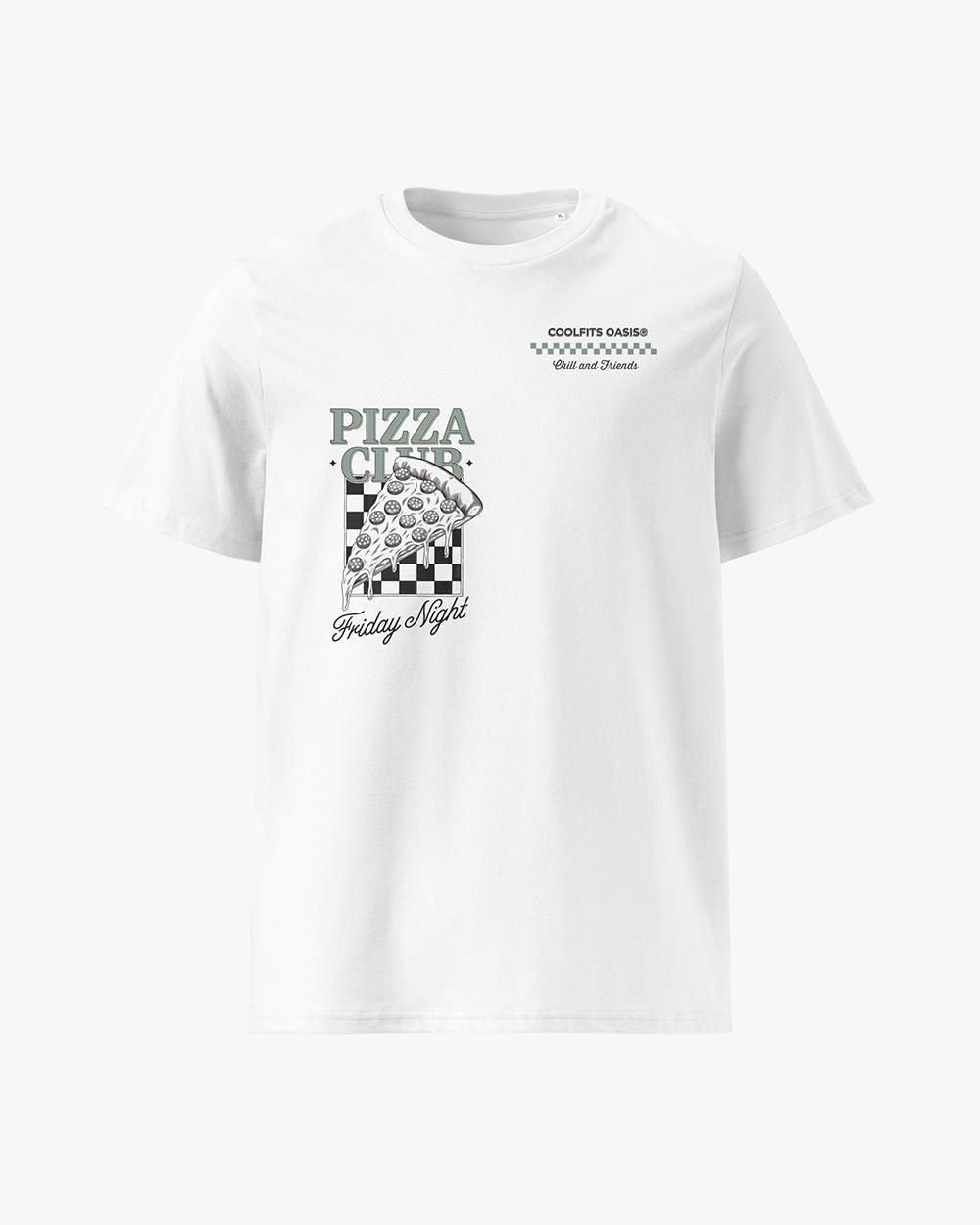 FRIDAY NIGHT PIZZA CLUB - Unisex organic cotton t-shirt. white