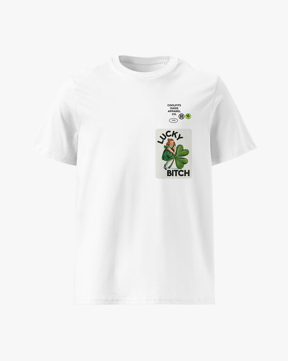 LUCKY BITCH -ST Patricks Unisex organic cotton t-shirt -white
