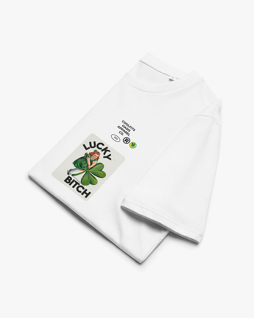 LUCKY BITCH -ST Patricks Unisex organic cotton t-shirt -white