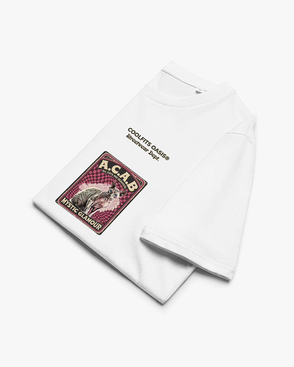 ACAB SPHYNX CAT, ALL CATS ARE BEAUTIFUL- Unisex organic cotton t-shirt - white