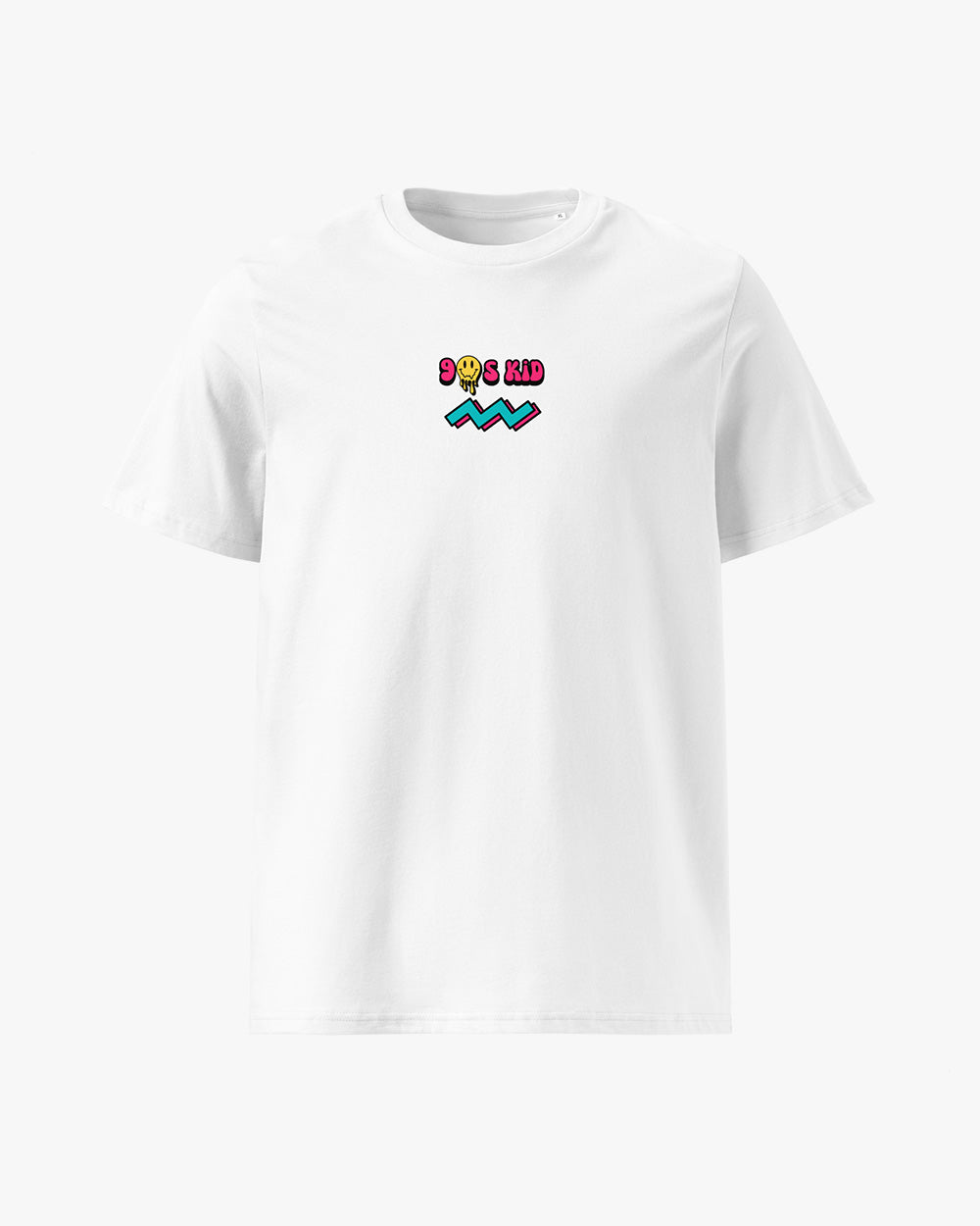 90s KID - MILLENIAL NOSTALGIA TRIBUTE TEE - Unisex organic cotton t-shirt - white