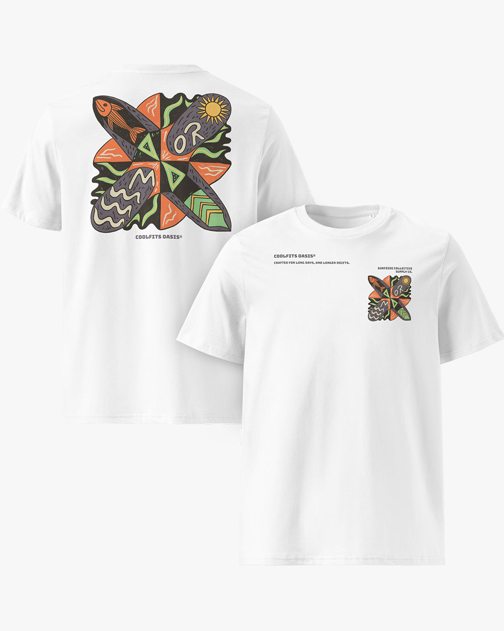 SURFER TRIBAL NATIVE - Unisex organic cotton t-shirt - white