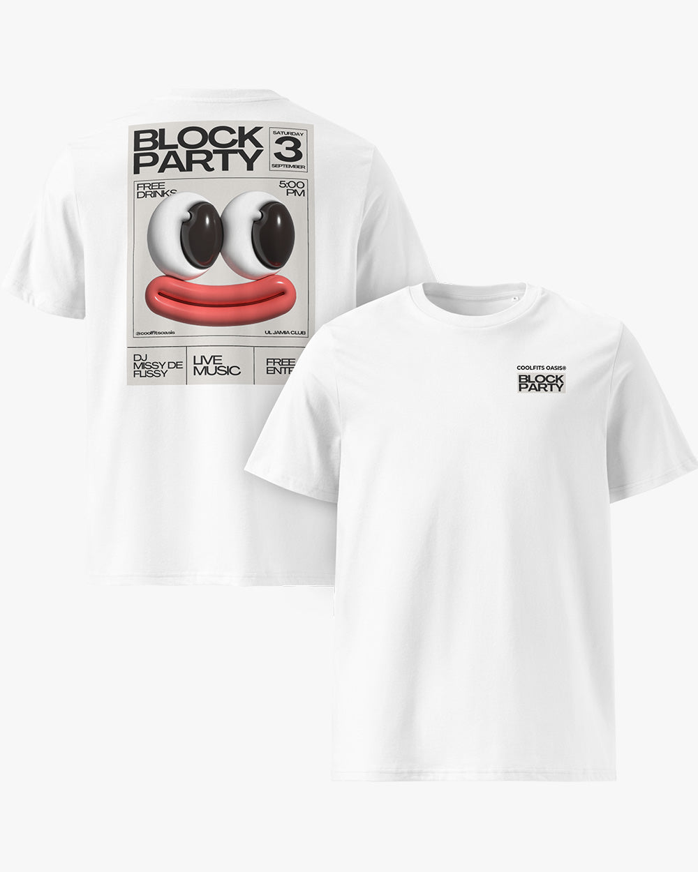 BLOCK PARTY - Unisex organic cotton t-shirt - white
