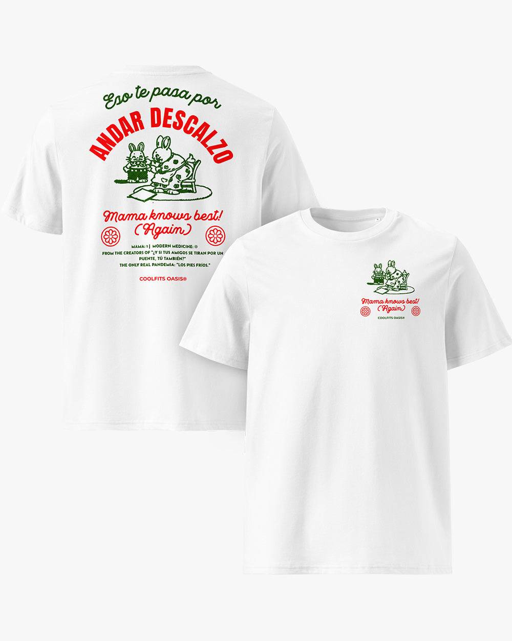 MAMA KNOWS BEST - Unisex organic cotton t-shirt - olive white