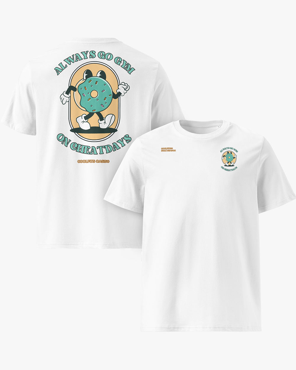 Always go gym on cheat days - DOUGHNUT - Unisex organic cotton t-shirt - White