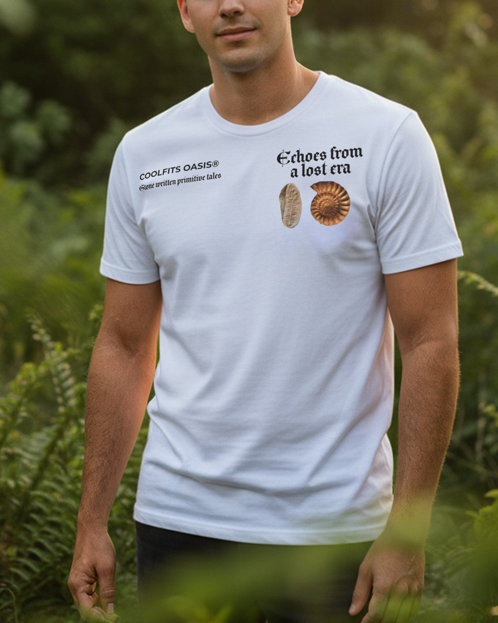 ECHOES FROM A LOST ERA - Unisex organic cotton t-shirt. white