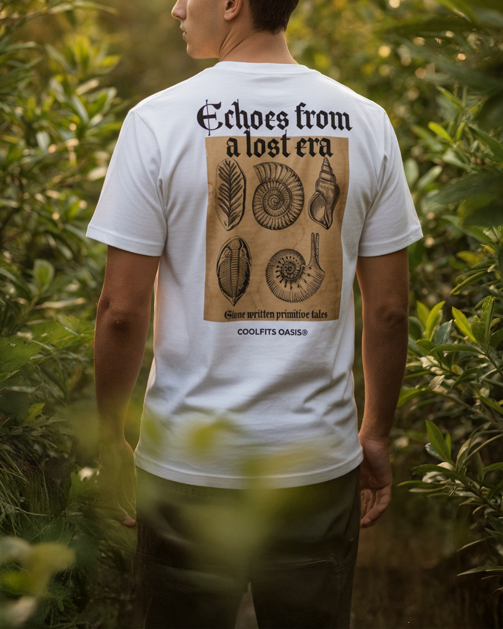 ECHOES FROM A LOST ERA - Unisex organic cotton t-shirt. white