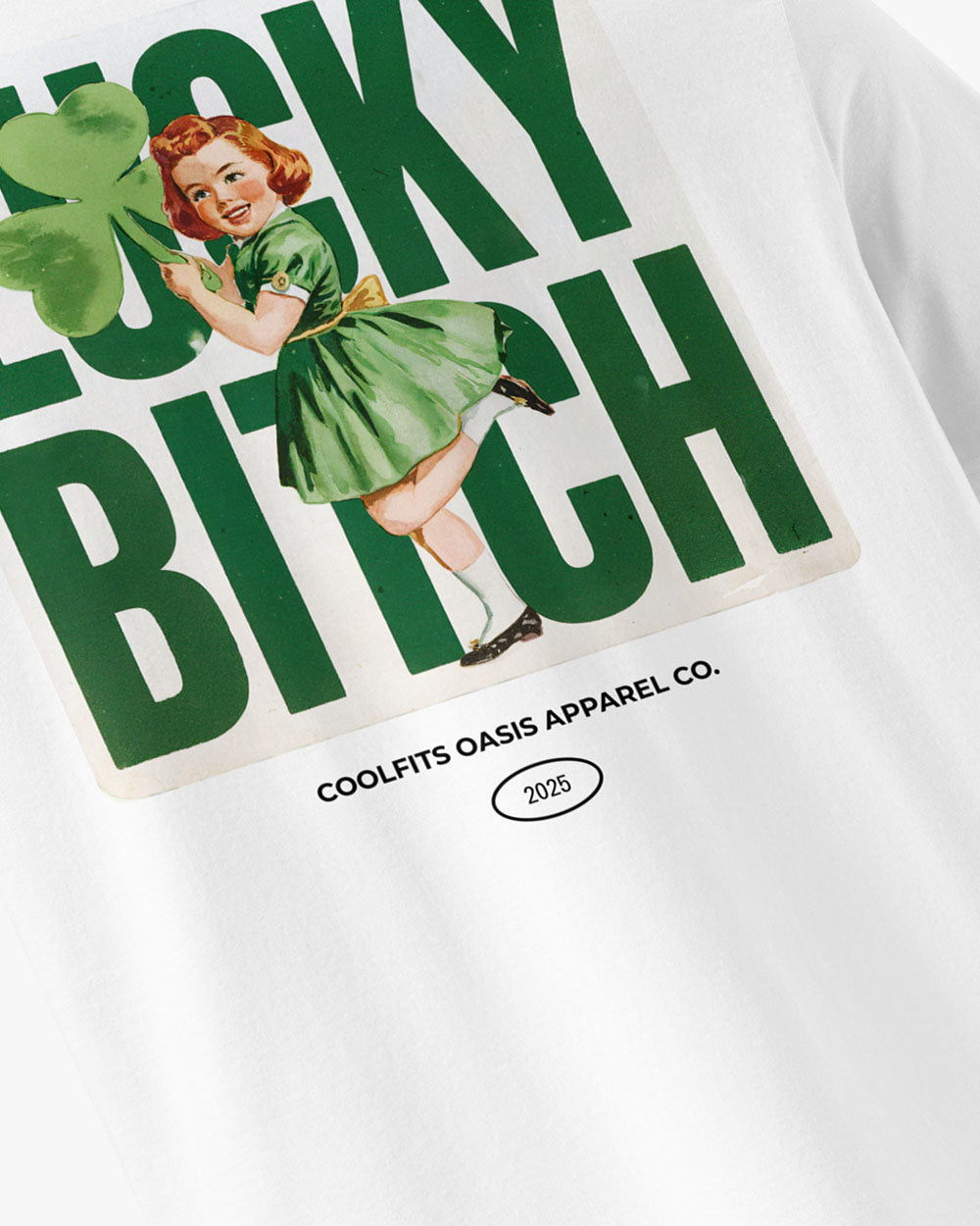 LUCKY BITCH -ST Patricks Unisex organic cotton t-shirt -white