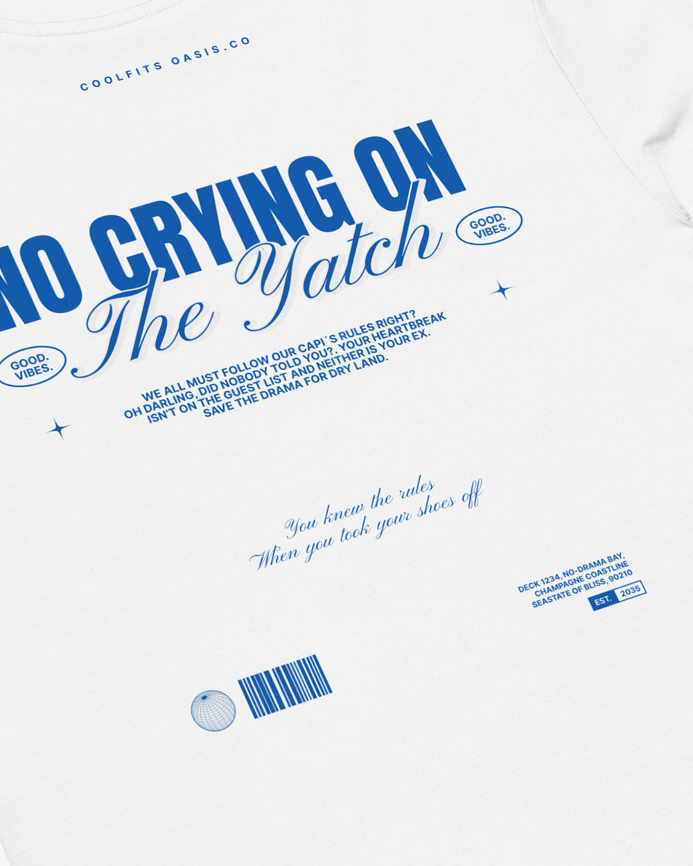 NO CRYING ON THE YATCH - Unisex organic cotton t-shirt - white